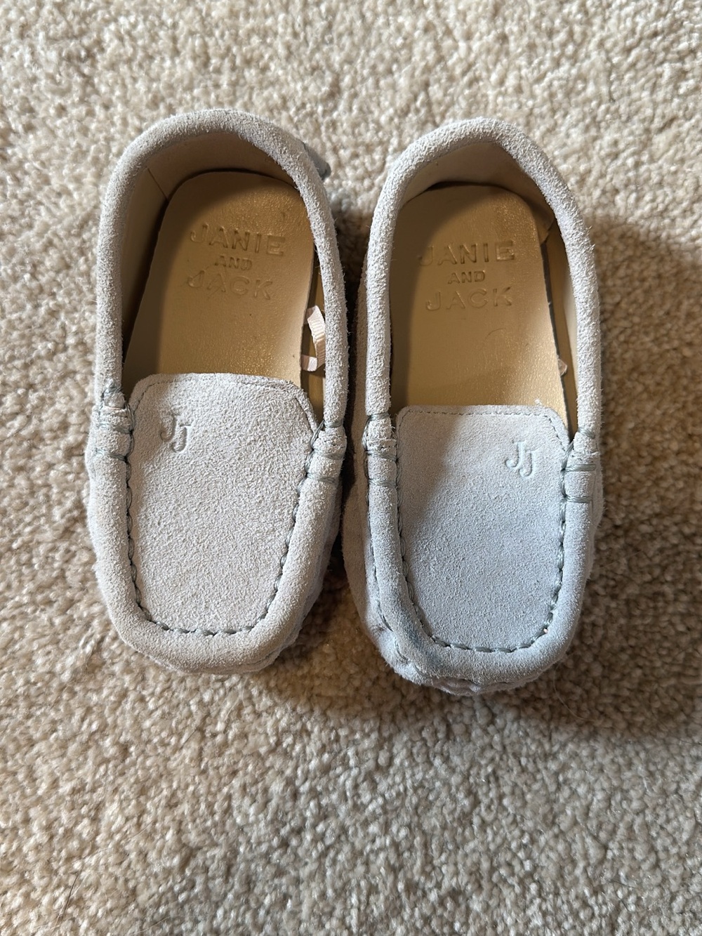 Janie and Jack Light Gray Suede Kids Moccasins